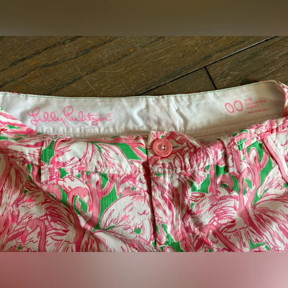 Lilly Pulitzer Women's Callahan Shorts Green Pink Colony Flamingos Size 00 NWT - Picture 4 of 7